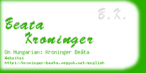 beata kroninger business card